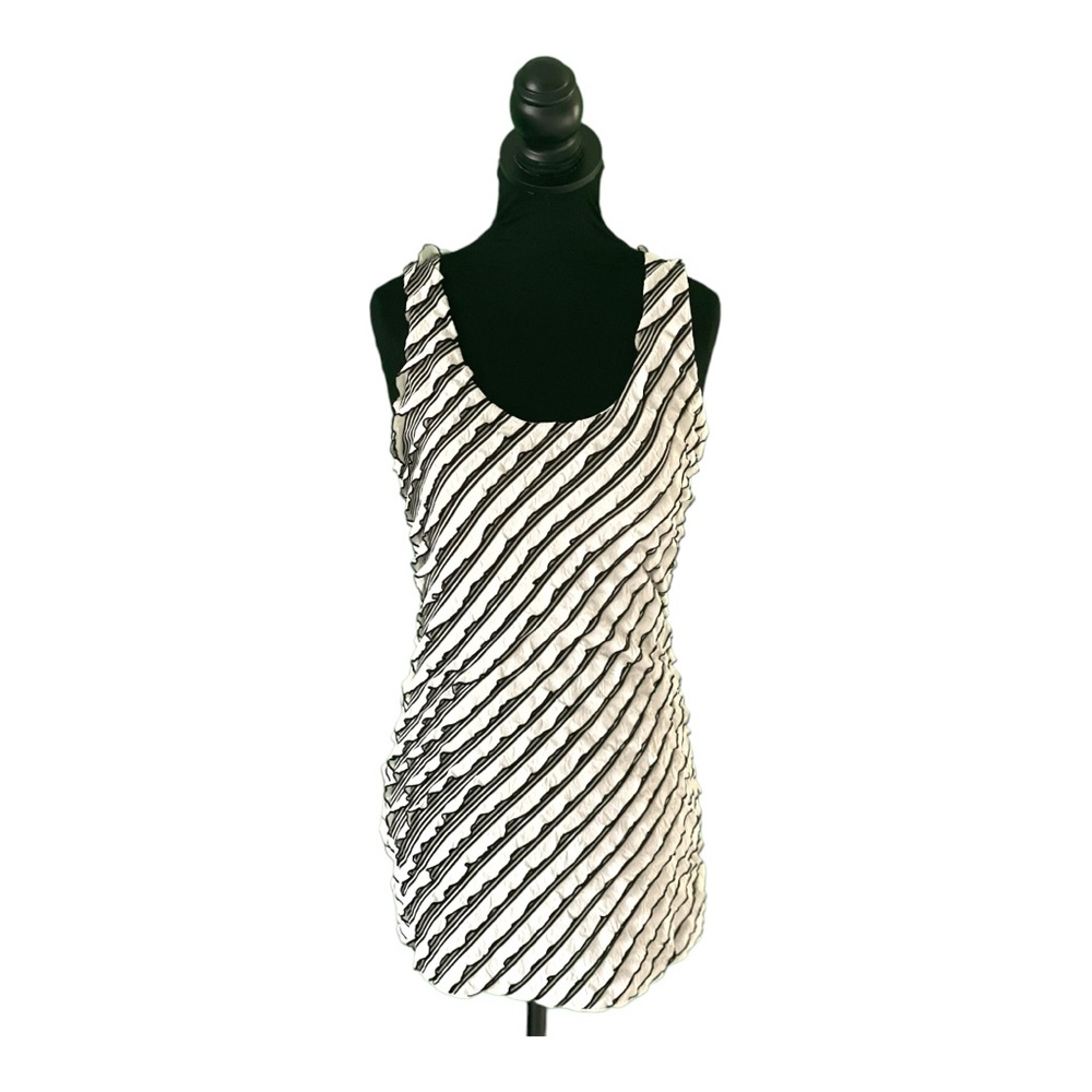 Rachel & Chole White and Black Ruffle racer-back top